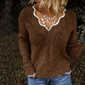 Leonie - Lässiger Langärmelig V Ausschnitt Strickpullover