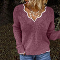 Leonie - Lässiger Langärmelig V Ausschnitt Strickpullover