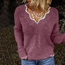 Leonie - Lässiger Langärmelig V Ausschnitt Strickpullover