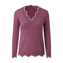 Leonie - Lässiger Langärmelig V Ausschnitt Strickpullover