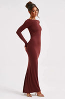 Noelle - Elegantes langärmeliges Maxikleid mit Bootsausschnitt