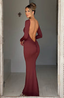 Noelle - Elegantes langärmeliges Maxikleid mit Bootsausschnitt
