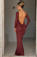 Noelle - Elegantes langärmeliges Maxikleid mit Bootsausschnitt