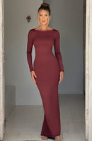 Noelle - Elegantes langärmeliges Maxikleid mit Bootsausschnitt