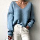 Gisela - Warmer V Ausschnitt Langärmelig Strickpullover
