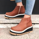 Mila - Bequeme Keilabsatzstiefel mit seitlichem Reißverschluss