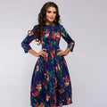 Brigitte – Modisches langärmeliges Kleid mit Blumendruck und Taschen