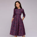 Brigitte – Modisches langärmeliges Kleid mit Blumendruck und Taschen