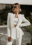 Mara - Lässiges dreiteiliges Set Anzug mit tailliertem Crop Top