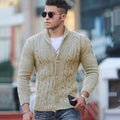Alaric - Warmer Langarmpullover Schalkragen Pullover Mit Schaltflächen