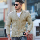 Alaric - Warmer Langarmpullover Schalkragen Pullover Mit Schaltflächen