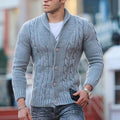 Alaric - Warmer Langarmpullover Schalkragen Pullover Mit Schaltflächen