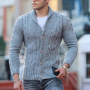 Alaric - Warmer Langarmpullover Schalkragen Pullover Mit Schaltflächen