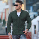 Alaric - Warmer Langarmpullover Schalkragen Pullover Mit Schaltflächen