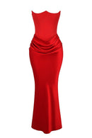 Clara - Ärmellos Strapless Korsett Maxikleid