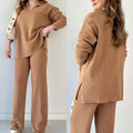 Louisa - Stilvolles zweiteiliges Set mit Pullover mit V Ausschnitt und Hose mit lockerem Schnitt