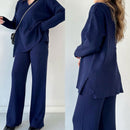 Louisa - Stilvolles zweiteiliges Set mit Pullover mit V Ausschnitt und Hose mit lockerem Schnitt