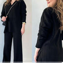 Louisa - Stilvolles zweiteiliges Set mit Pullover mit V Ausschnitt und Hose mit lockerem Schnitt