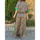 Marla – Zweiteiliges Set mit Leopardenmuster Hemd und weitem Bein Hose