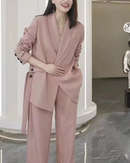 Selina – Modisches Zweiteiler Satz mit Reverskragen Blazer mit und Hose mit weitem Bein