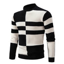 Leon - Langärmelig Rundhalsausschnitt Block Muster Strickpullover