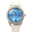 Madita – Stilvolle Uhr mit Wolfszifferblatt und gepolstertem verstellbarem Armband