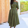 Wanda - Maxikleid mit Gurttasche und schulterfreiem Gestaltung