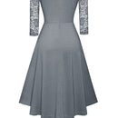 Clara - Lässige schmale Passform Kleid mit Rundhalsausschnitt und Flare Swing Lange Ärmel