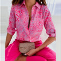 Sophia - Langärmelige Bluse mit Umlegekragen und einzigartigem Druckdesign
