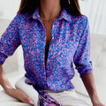 Sophia - Langärmelige Bluse mit Umlegekragen und einzigartigem Druckdesign