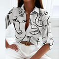 Sophia - Langärmelige Bluse mit Umlegekragen und einzigartigem Druckdesign