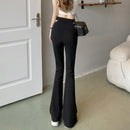 Emma – Stylische hoher Taille Ausgeschnitten Schlaghose mit Slim Fit
